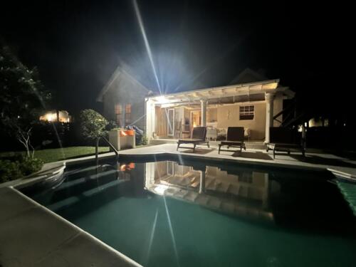 Pool & BBQ at night